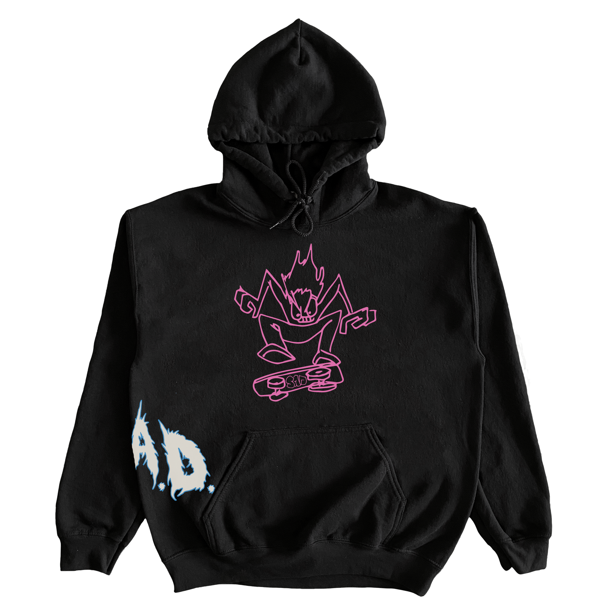 【KOOLOSET】Vintage Pigment Flame Hoodie Vintage Y2K Mecca Jeans Embroidered Flame Graphic Hoodie