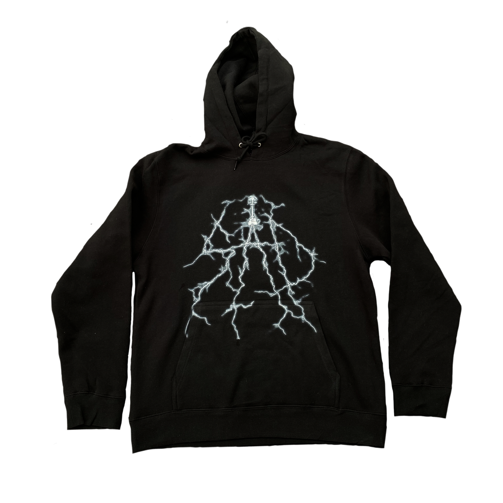 Skateboard black hoodie grey lightning design