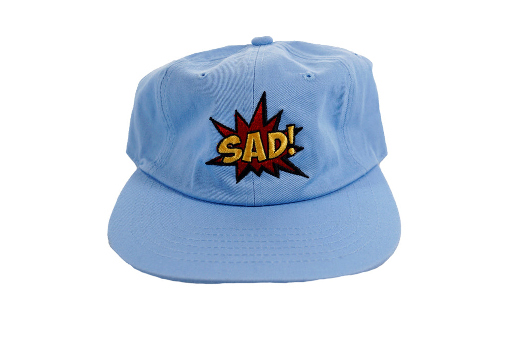 Skateboard navy blue hat SAD comic design