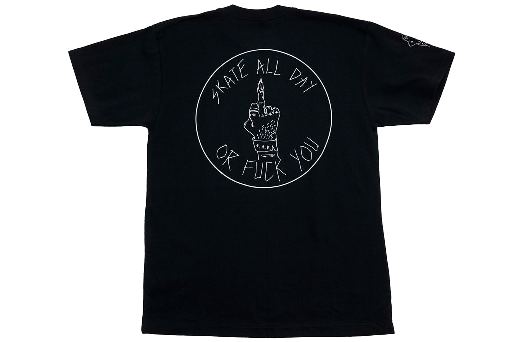 Skateboard black tee shirt SADOFU design