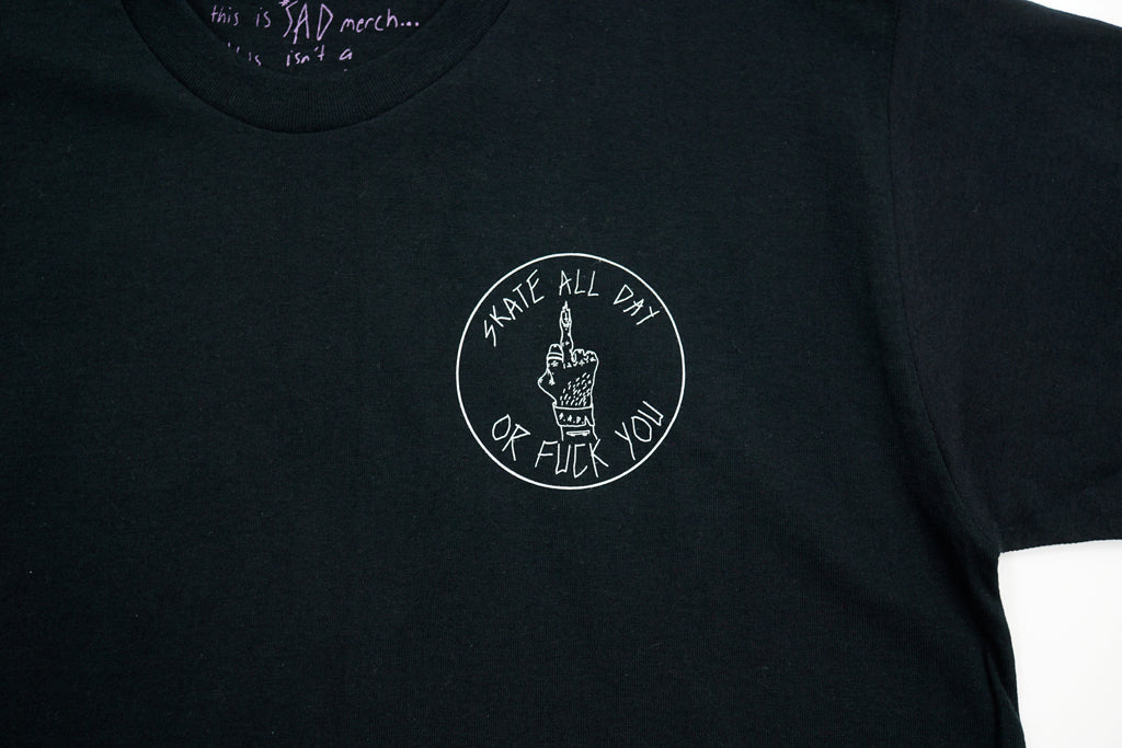 Skateboard black tee shirt SADOFU design