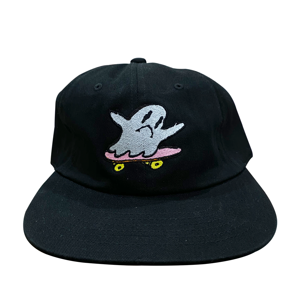 Skate Ghost 6 Panel Hat - Black